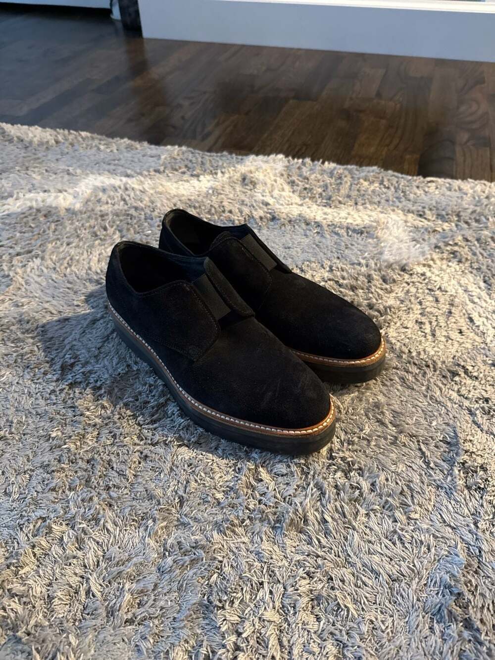 Vince Black Suede Warren Platform Slip-On Sneakers